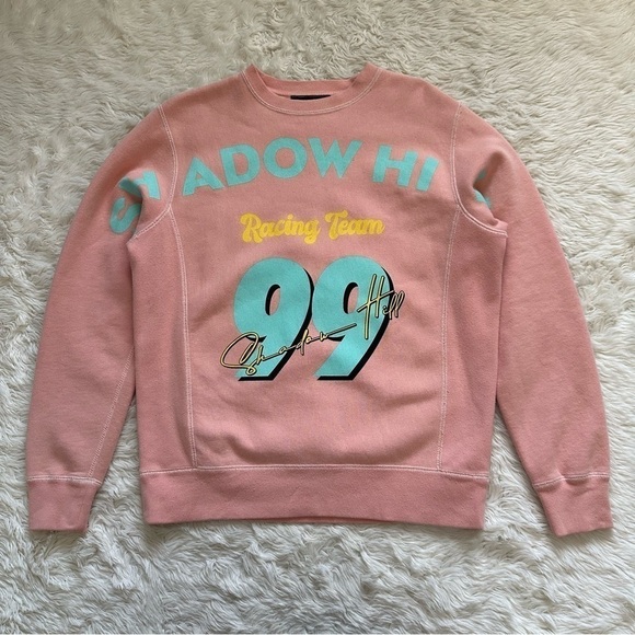 Shadow Hill Sweater Icy Peach Racing Crewneck Long Sleeve Pink XS - Picture 2 of 11